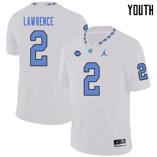Jordan Brand Youth #2 Des Lawrence North Carolina Tar Heels College Football Jerseys Sale-White